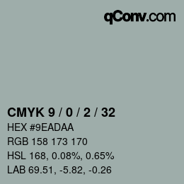 Código de color: CMYK 9 / 0 / 2 / 32 | qconv.com