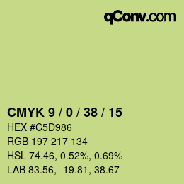 Farbcode: CMYK 9 / 0 / 38 / 15 | qconv.com