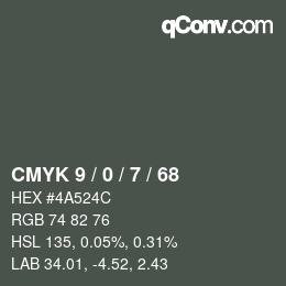 Color code: CMYK 9 / 0 / 7 / 68 | qconv.com