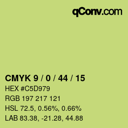 カラーコード: CMYK 9 / 0 / 44 / 15 | qconv.com