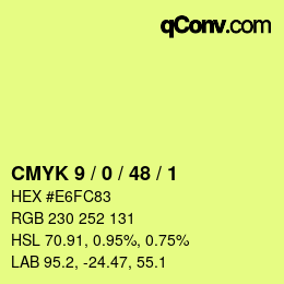 カラーコード: CMYK 9 / 0 / 48 / 1 | qconv.com