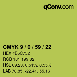 Code couleur: CMYK 9 / 0 / 59 / 22 | qconv.com