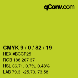 Color code: CMYK 9 / 0 / 82 / 19 | qconv.com