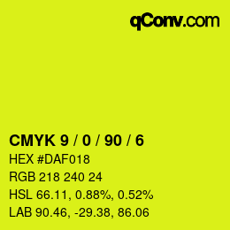 Color code: CMYK 9 / 0 / 90 / 6 | qconv.com