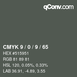 Code couleur: CMYK 9 / 0 / 9 / 65 | qconv.com