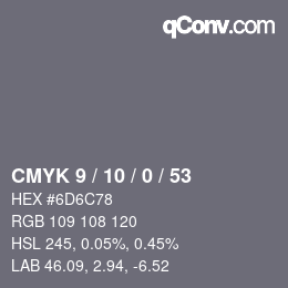 Farbcode: CMYK 9 / 10 / 0 / 53 | qconv.com