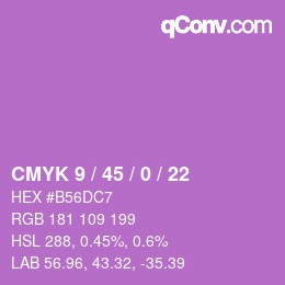 Code couleur: CMYK 9 / 45 / 0 / 22 | qconv.com