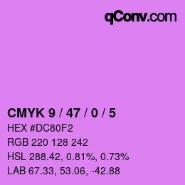 Code couleur: CMYK 9 / 47 / 0 / 5 | qconv.com