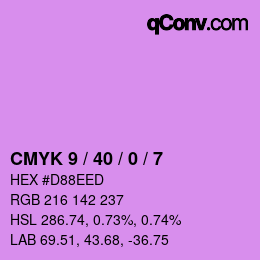 Code couleur: CMYK 9 / 40 / 0 / 7 | qconv.com