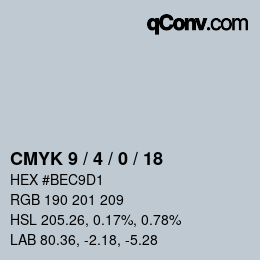 Farbcode: CMYK 9 / 4 / 0 / 18 | qconv.com