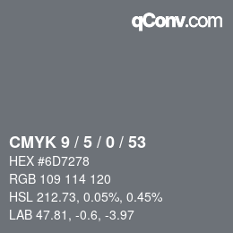 Color code: CMYK 9 / 5 / 0 / 53 | qconv.com