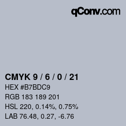 カラーコード: CMYK 9 / 6 / 0 / 21 | qconv.com