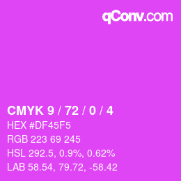 カラーコード: CMYK 9 / 72 / 0 / 4 | qconv.com