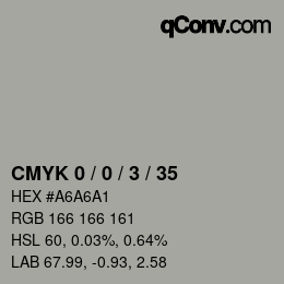 Farbcode: CMYK 0 / 0 / 3 / 35 | qconv.com