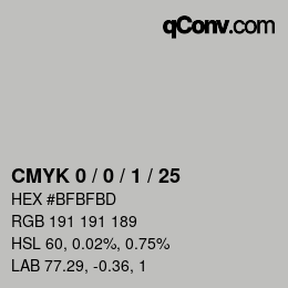 Color code: CMYK 0 / 0 / 1 / 25 | qconv.com