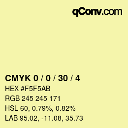 Code couleur: CMYK 0 / 0 / 30 / 4 | qconv.com