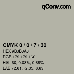 カラーコード: CMYK 0 / 0 / 7 / 30 | qconv.com