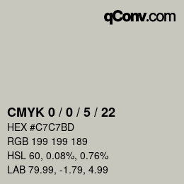 カラーコード: CMYK 0 / 0 / 5 / 22 | qconv.com