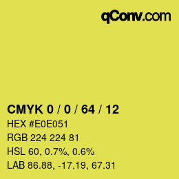 Code couleur: CMYK 0 / 0 / 64 / 12 | qconv.com