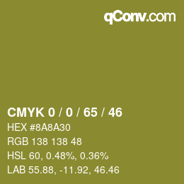 Farbcode: CMYK 0 / 0 / 65 / 46 | qconv.com