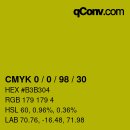 カラーコード: CMYK 0 / 0 / 98 / 30 | qconv.com