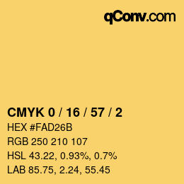 Code couleur: CMYK 0 / 16 / 57 / 2 | qconv.com