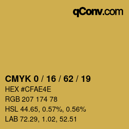 Código de color: CMYK 0 / 16 / 62 / 19 | qconv.com