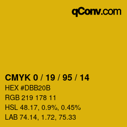 Código de color: CMYK 0 / 19 / 95 / 14 | qconv.com