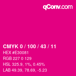 カラーコード: CMYK 0 / 100 / 43 / 11 | qconv.com