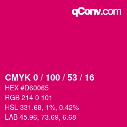 Color code: CMYK 0 / 100 / 53 / 16 | qconv.com