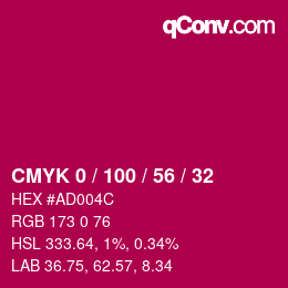 Color code: CMYK 0 / 100 / 56 / 32 | qconv.com