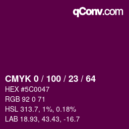 Código de color: CMYK 0 / 100 / 23 / 64 | qconv.com