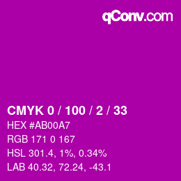 カラーコード: CMYK 0 / 100 / 2 / 33 | qconv.com