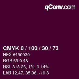 Código de color: CMYK 0 / 100 / 30 / 73 | qconv.com