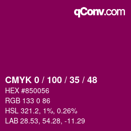 Código de color: CMYK 0 / 100 / 35 / 48 | qconv.com