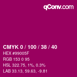 Color code: CMYK 0 / 100 / 38 / 40 | qconv.com