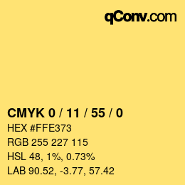 Code couleur: CMYK 0 / 11 / 55 / 0 | qconv.com