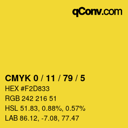 Farbcode: CMYK 0 / 11 / 79 / 5 | qconv.com