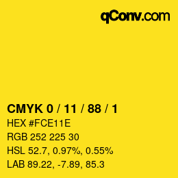 Color code: CMYK 0 / 11 / 88 / 1 | qconv.com