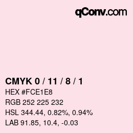 Code couleur: CMYK 0 / 11 / 8 / 1 | qconv.com