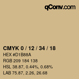 Code couleur: CMYK 0 / 12 / 34 / 18 | qconv.com