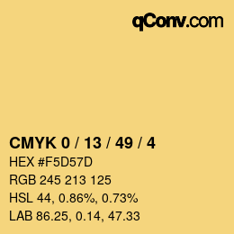 Code couleur: CMYK 0 / 13 / 49 / 4 | qconv.com