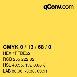 Código de color: CMYK 0 / 13 / 68 / 0 | qconv.com