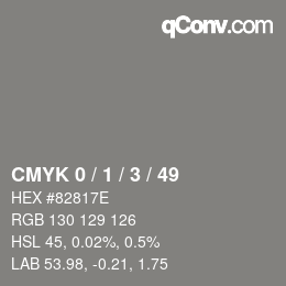 Código de color: CMYK 0 / 1 / 3 / 49 | qconv.com