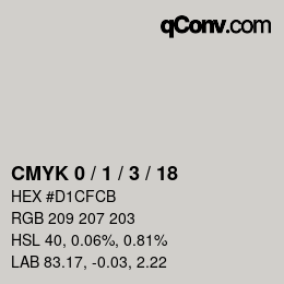 Código de color: CMYK 0 / 1 / 3 / 18 | qconv.com