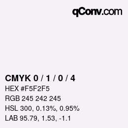 Code couleur: CMYK 0 / 1 / 0 / 4 | qconv.com