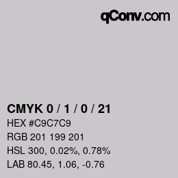 Código de color: CMYK 0 / 1 / 0 / 21 | qconv.com