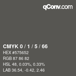 カラーコード: CMYK 0 / 1 / 5 / 66 | qconv.com