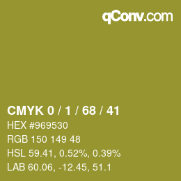 Farbcode: CMYK 0 / 1 / 68 / 41 | qconv.com