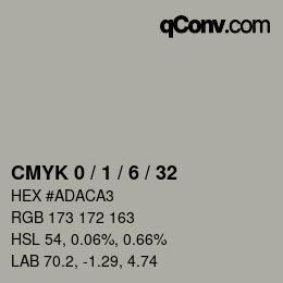 Código de color: CMYK 0 / 1 / 6 / 32 | qconv.com